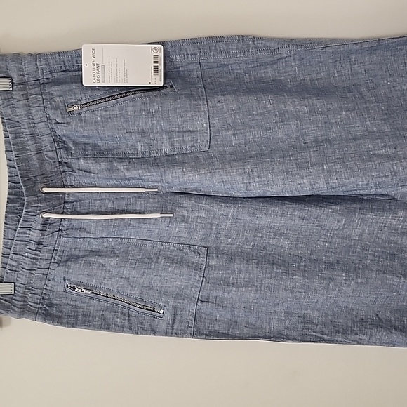 NWT Athleta Cabo 100%  Linen Wide Leg Pants Womens Sz 4 Blue Boho Zipper Pocket - Picture 6 of 16